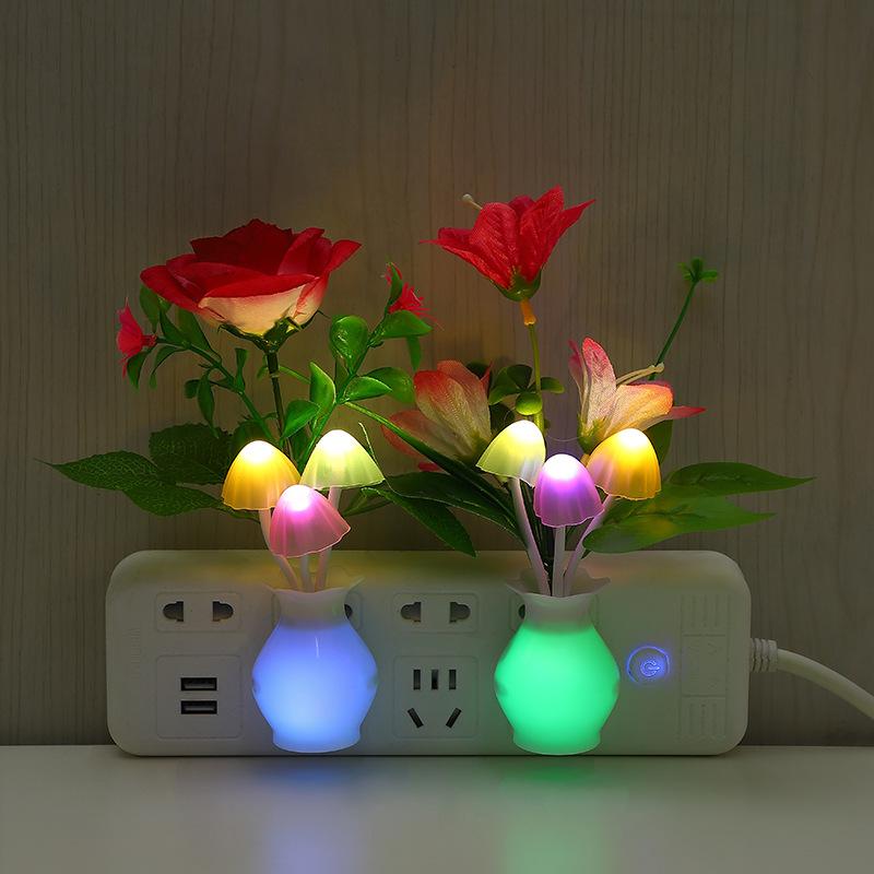 LED Mushroom Night Light Lamp with Auto Sensor