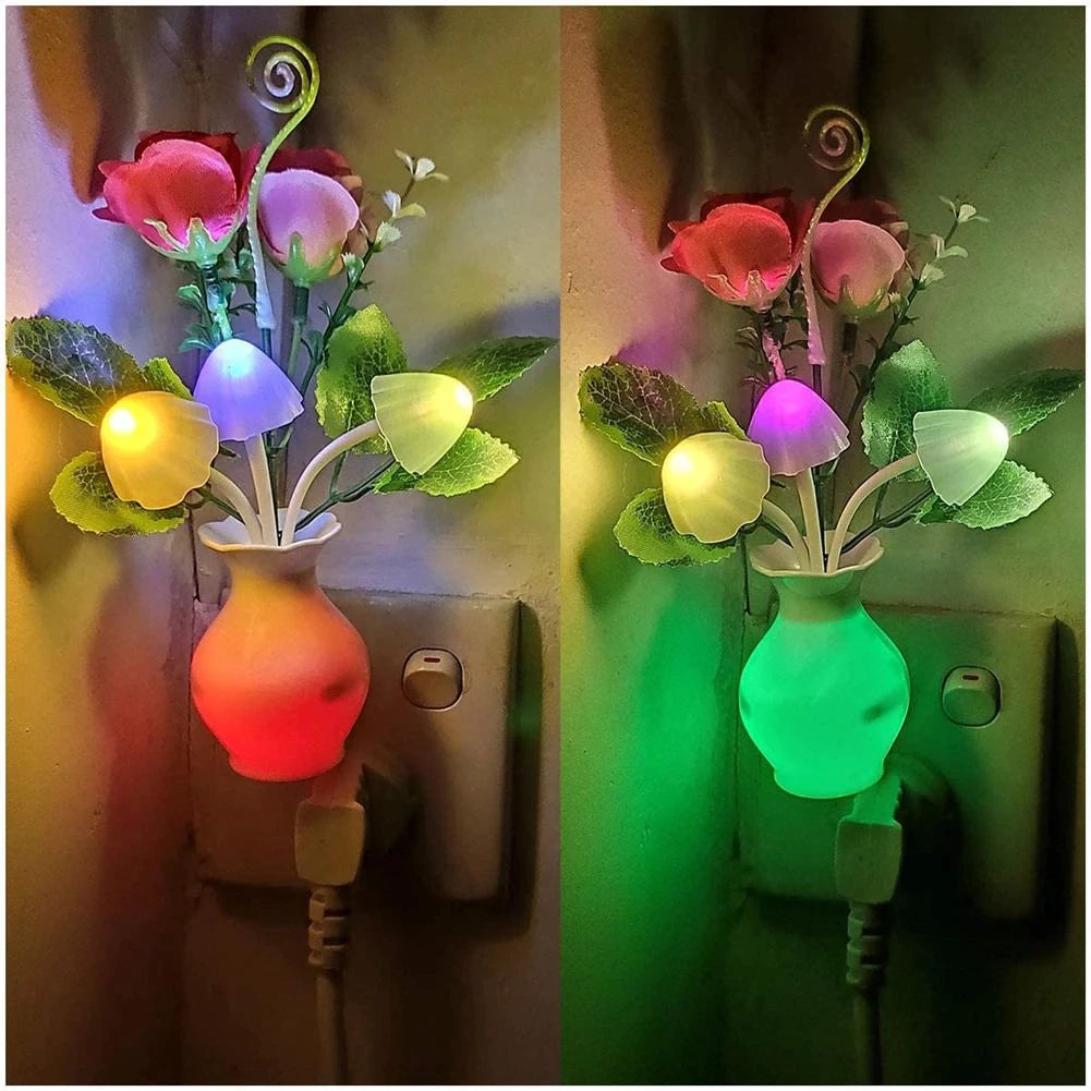 LED Mushroom Night Light Lamp with Auto Sensor
